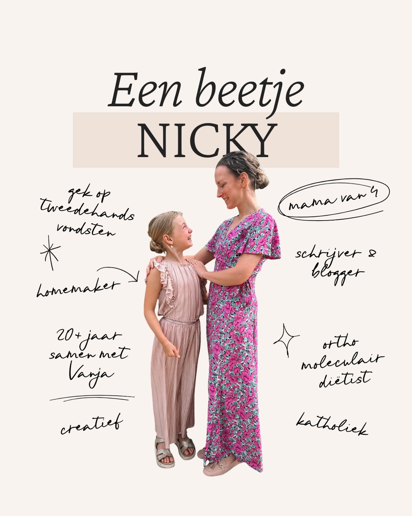 Een beetje over mij 🤍 
Ik ben mama van vier kinderen, inmiddels meer dan twintig jaar samen met Vanja, orthomoleculair diëtist, schrijver en blogger, homemaker en altijd wel bezig met iets creatiefs.

Ik vind het leuk om hier te delen wat mij bezighoudt: gezondheid zonder gedoe, het gewone gezinsleven, geloof, ons thuis, verbouwen en opknappen, reizen en herinneringen maken, tweedehands vondsten en alles wat ik onderweg tegenkom.

De laatste tijd schrijf ik weer steeds meer op mijn blog. Ik merk dat ik niet zo goed ga op de snelheid van Instagram 😅 Minder 'content maken omdat het moet', meer delen omdat ik iets te zeggen of te bewaren heb.

Dus als je hier nieuw bent: welkom. En als je al langer meeleest: leuk dat je er nog steeds bent 🤍

Je vindt mijn blog via de link in mijn bio.