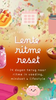 Omdat ik merkte dat ik zelf weer behoefte heb aan ritme, start ik maandag 16 maart iets nieuws: de Glow up Lente Ritme Reset. 14 dagen waarin ik jullie meeneem in mijn dagelijkse leven.

🥑 wat ik eet
☕ wat ik drink
🏃‍♀️ mijn workouts
🧠 inzichten over voeding en energie

Gewoon eerlijk en praktisch. In een Whatsapp groep waarin we elkaar motiveren.

🎥 Deze video is uit 2020. Lot was hier 3 en deed spontaan mee met mijn workout. Ik herinner me nog hoe geïnspireerd, sterk en vol energie ik me toen voelde. De afgelopen jaren stonden in het teken van zwangerschappen, postpartum, baby's, verhuizen én een grote persoonlijke shift. 
Steeds meer loslaten wie ik dacht te moeten zijn en steeds meer terug naar mezelf. Maar dat verlangen naar een gezonde, actieve lifestyle, voor mezelf én als voorbeeld voor onze kinderen voel ik nu weer heel sterk. 

Stuur RESET in DM als je mee wil doen 🌷
